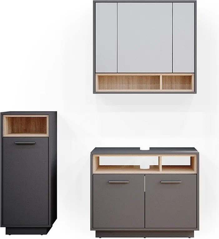 Zestaw mebli łazienkowych antracyt 80x40x64 beatrice