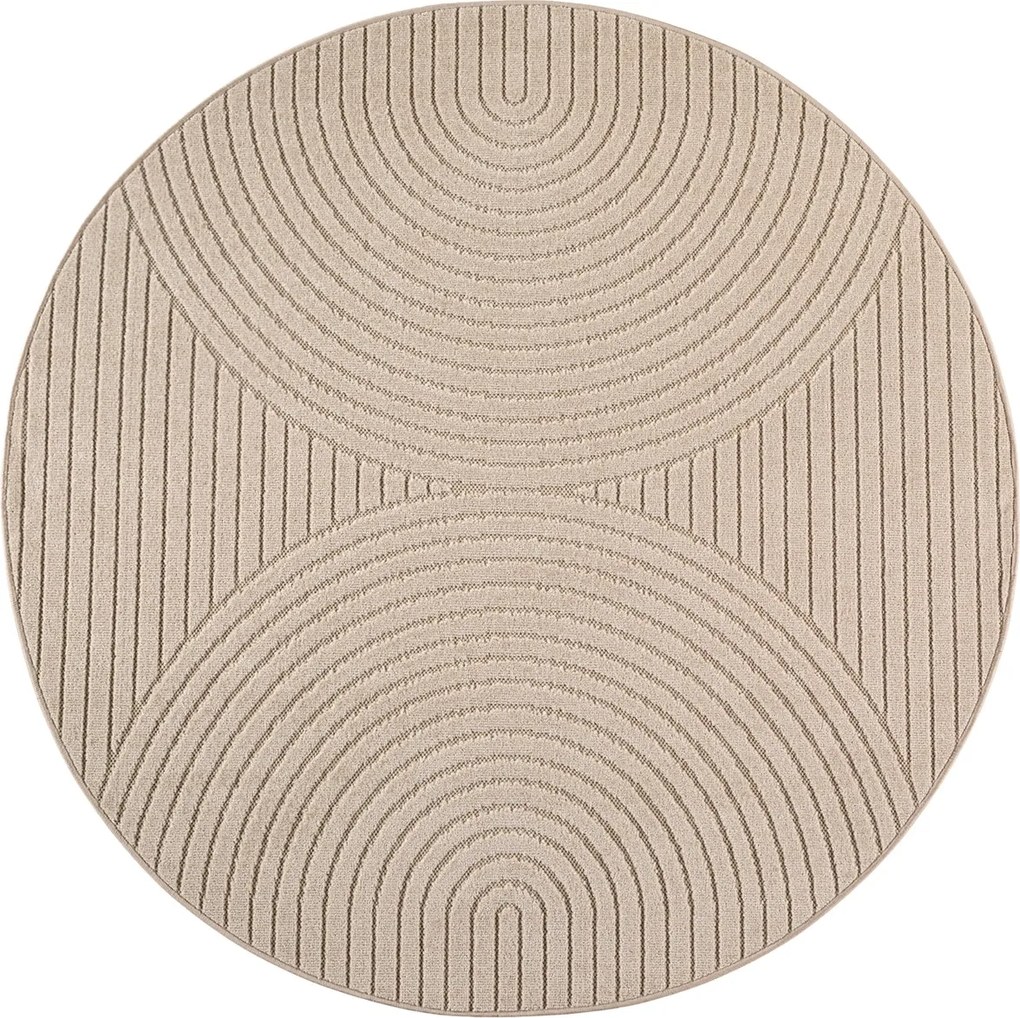 Dywan uniwersalny Nova 3D beżowy koło 120 cm x 120 cm