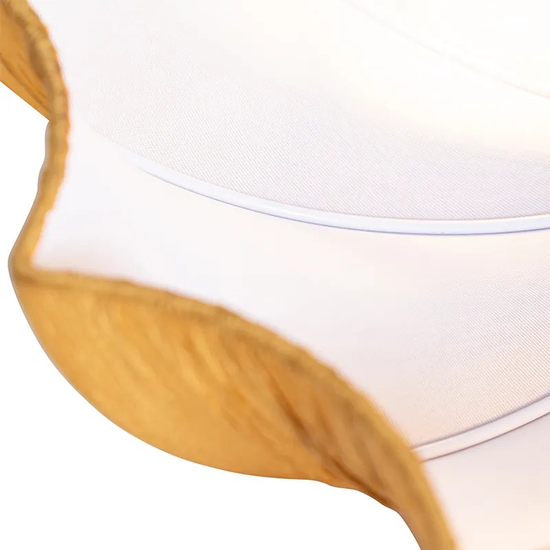 Designerska lampa sufitowa złota jedwab 52 cm 3-światła - PluDesignerski Oswietlenie wewnetrzne