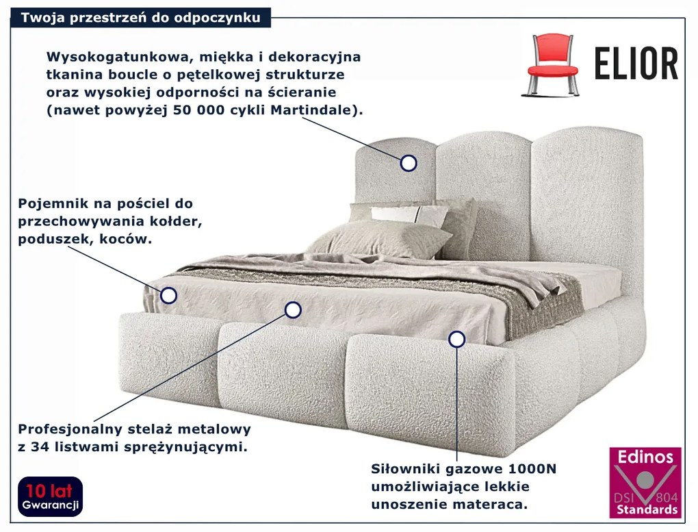 Białe łóżko chmurka z zagłówkiem 5 rozmiarów W2-F21