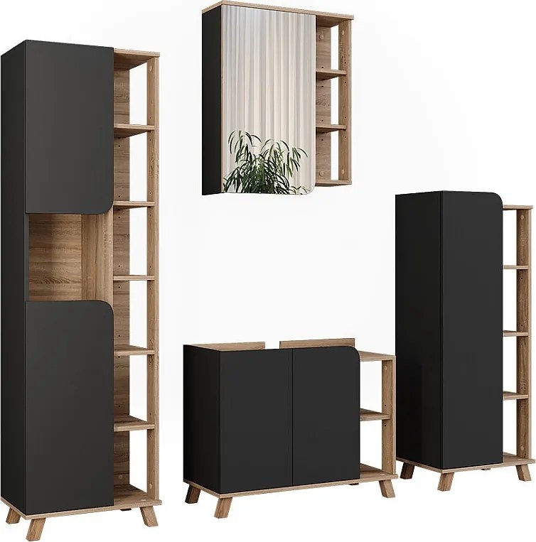 Zestaw mebli łazienkowych sonoma/antracyt 80x35x65 karen