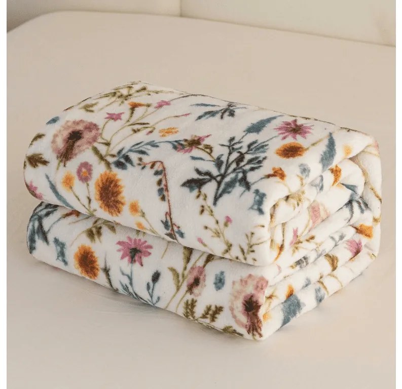 Mikropluszowy koc HERBALIS, kremowy Rozmiar: 150 x 200 cm