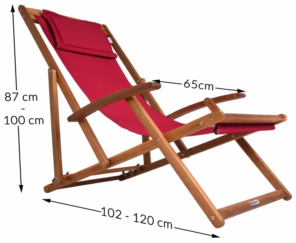 Leżak ogrodowy SIENA, 65x87x102cm, czerwona Casaria