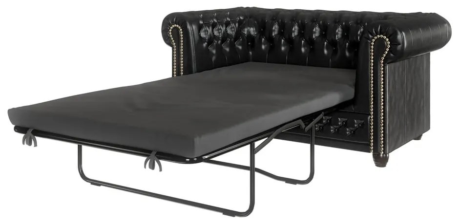 Czarna rozkładana sofa z imitacji skóry 148 cm York – Ropez