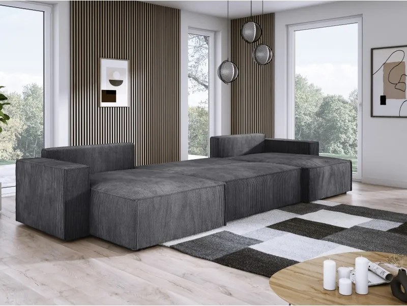 Narożnik POSO XL wolnostojący układ U z funkcją spania w tkaninie Poso 34 DomoHome