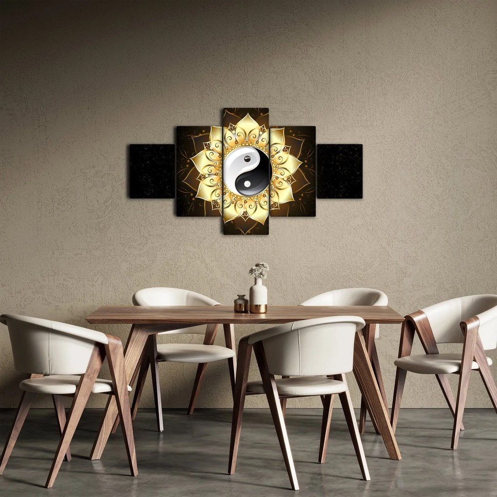 Obraz - Złoty Yin-Yang (125x70 cm)