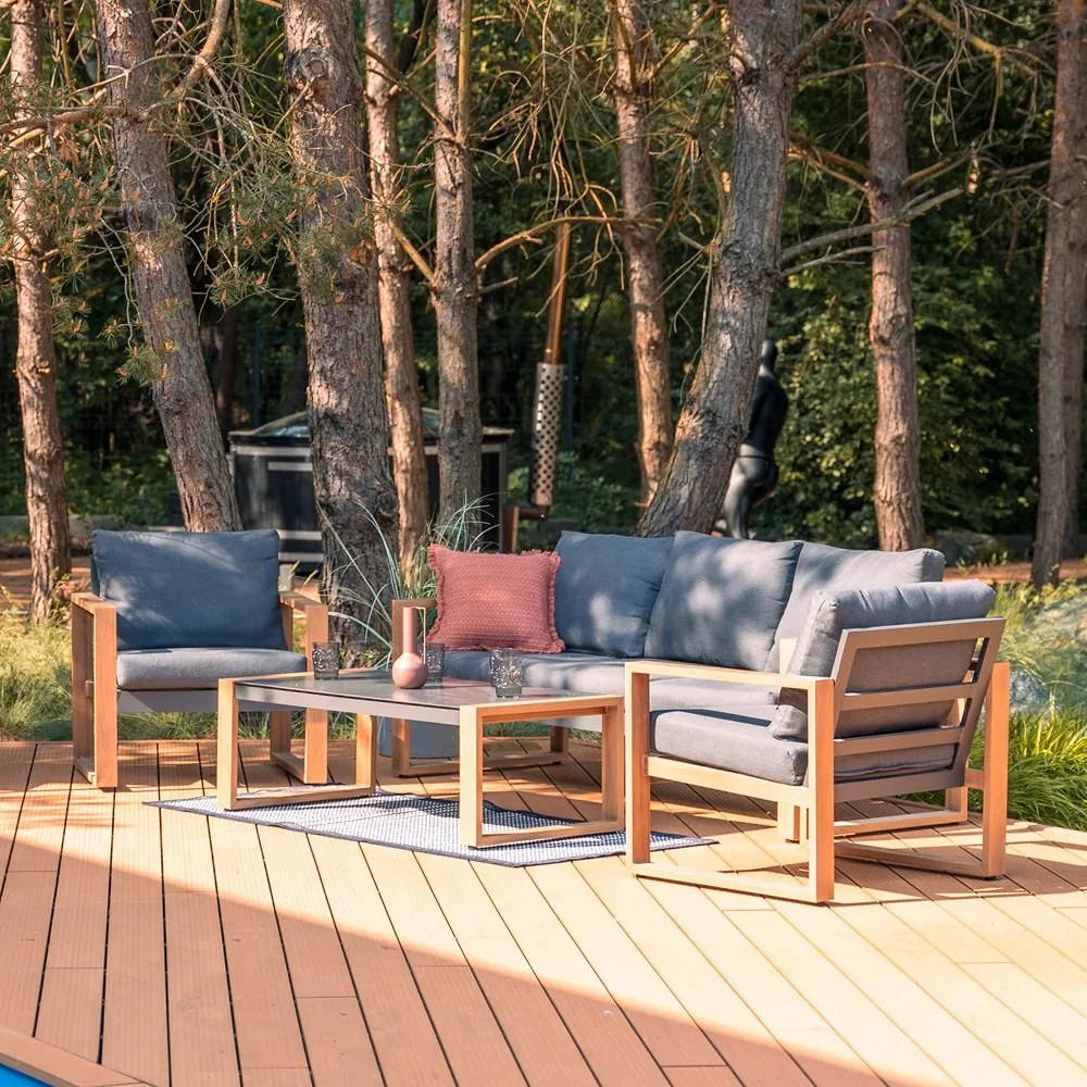 Zestaw Mebli Ogrodowych DUISBURG Sofa Fotel Stolik ANTRACYT / BRĄZOWY