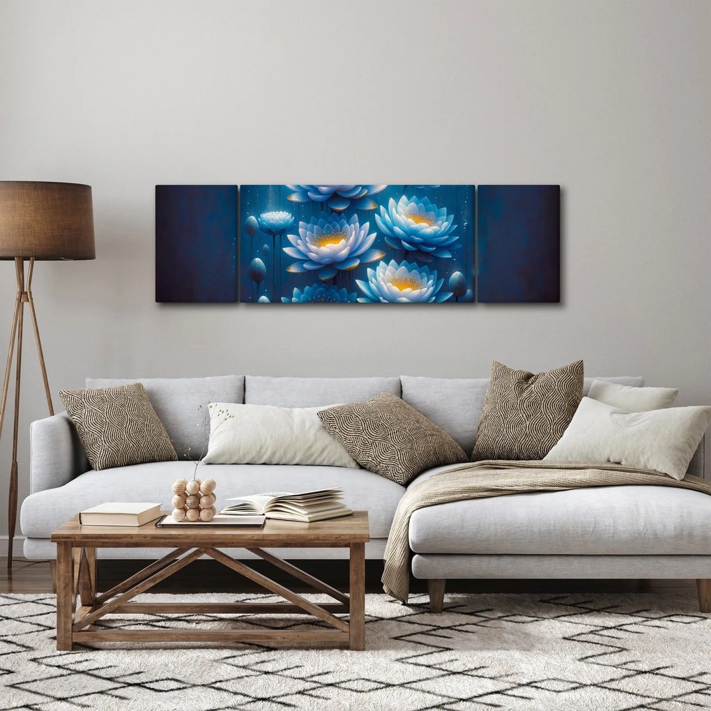Obraz - Lilie wodne pod powierzchnią (170x50 cm)