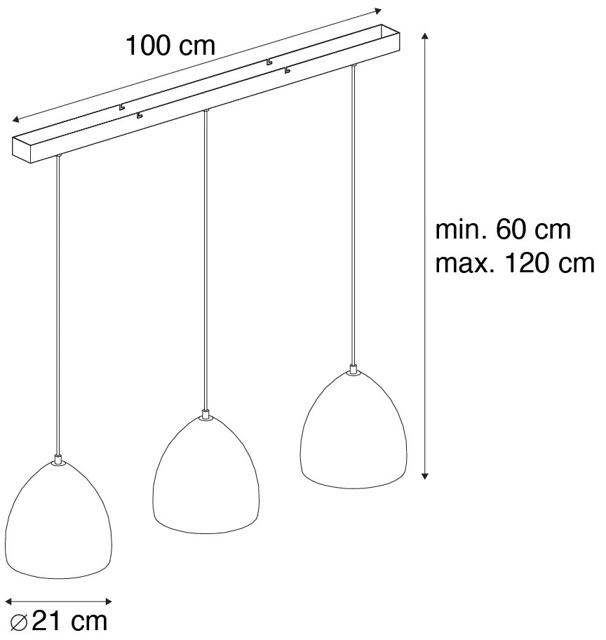 Nowoczesna lampa wisząca czarna z szarym betonem 3-punktowa - Eton Nowoczesny Oswietlenie wewnetrzne