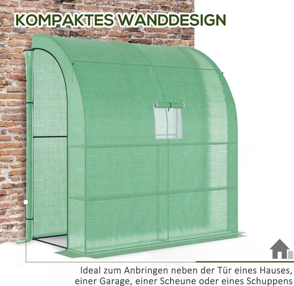 Outsunny szklarnia foliowa stal, zielona, 200 cm x 100 cm x 215 cm