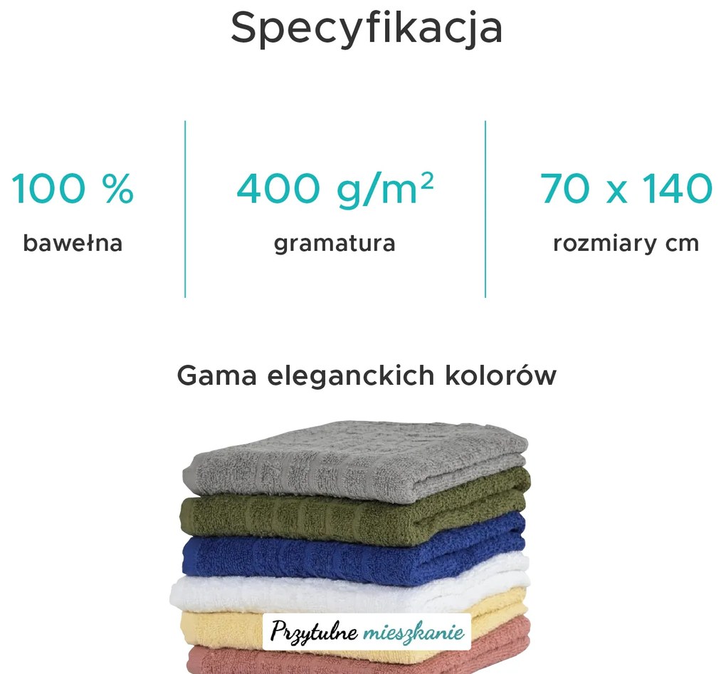 2x ręcznik SOFT 70x140 cm kremowy, 100% bawełna