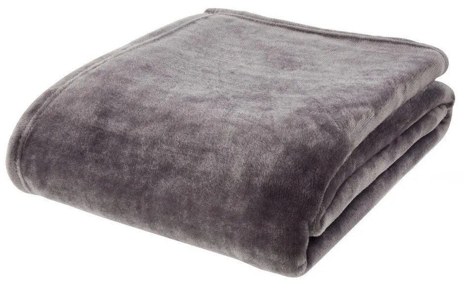 Ciemnoszary koc z mikropluszu 130x170 cm Raschel Velvet – Catherine Lansfield