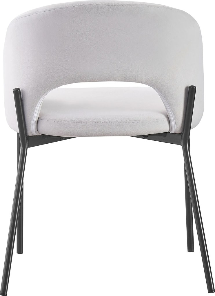 ATENA Krzesło do Jadalni Jasny Popiel, Szary, Welur z Oparciem, Czarne Nogi