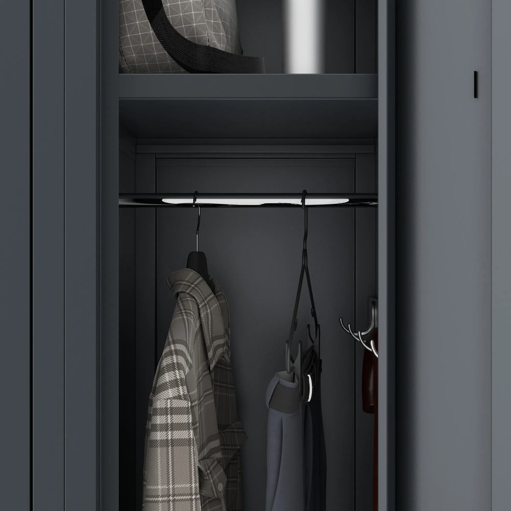 Szafka pracownicza metalowa antracytowa: czterokomorowa KACPER II, 600 x 1800 x 500 mm