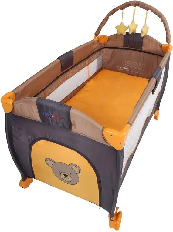 Łóżeczko turystyczne podróżne pomarańczowo-szare