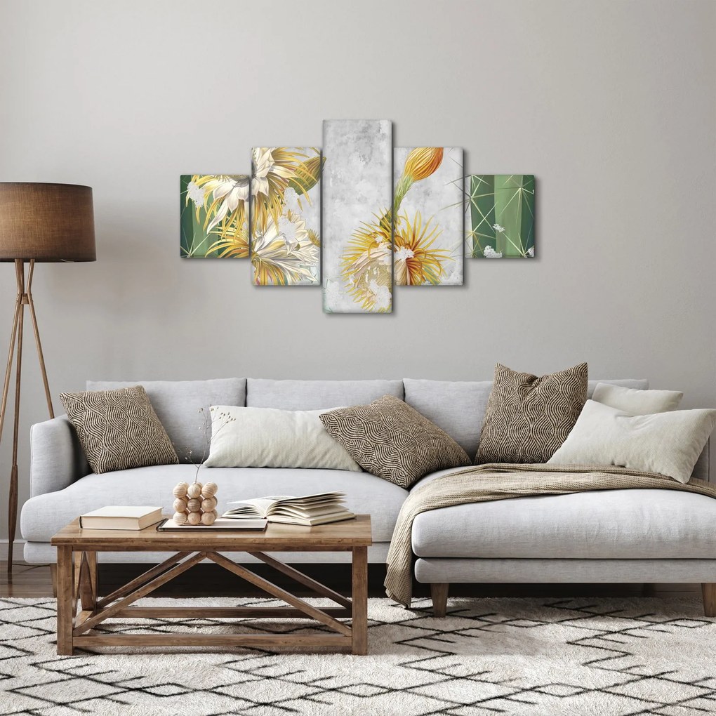 Obraz - Kwitnące kaktusy, vintage (125x70 cm)