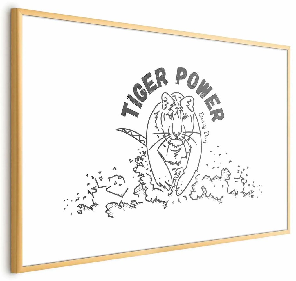 Plakat Tiger power 42x29,7 cm z ramą złotą z marginesem ARTGEIST B