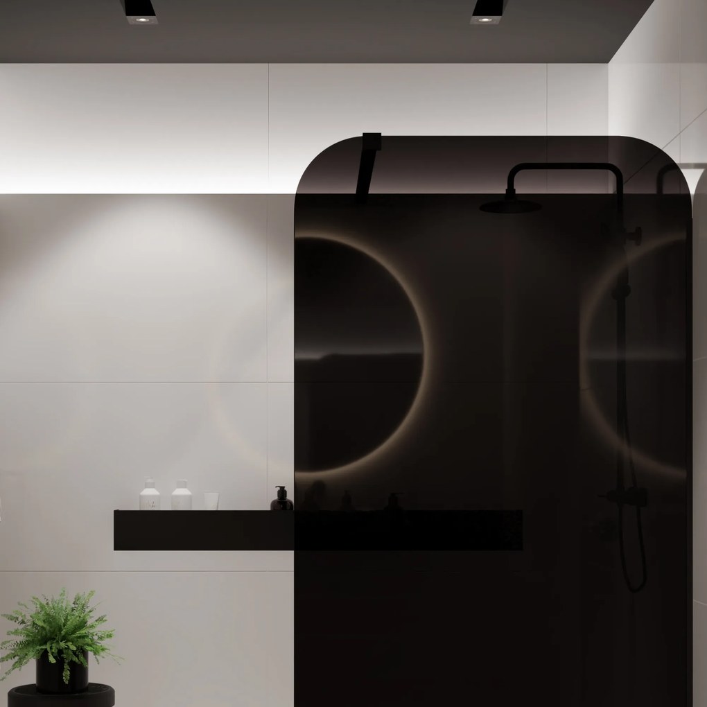 Ścianka prysznicowa WALK IN FIX czarna 8 mm MOLIS Black Square MASSI | różne rozmiary : Kolor profili kabiny - czarny, Szerokość ścianki - 90 cm , Typ montażu - WALK in FIX (Do ściany)