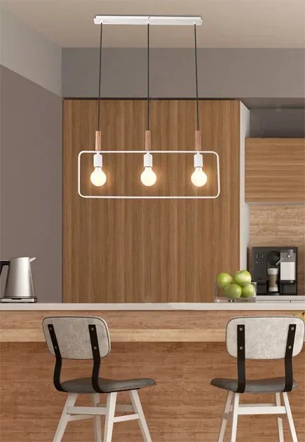 Biała potrójna lampa wisząca w stylu industrialnym - 3X D224 T0-T66