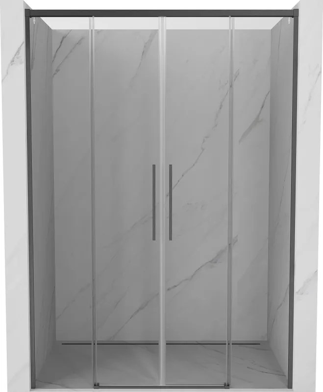 Mexen Rox Duo drzwi prysznicowe rozsuwane 160 cm, transparent, gun gray szczotkowany - 8C2-160-002-66-00