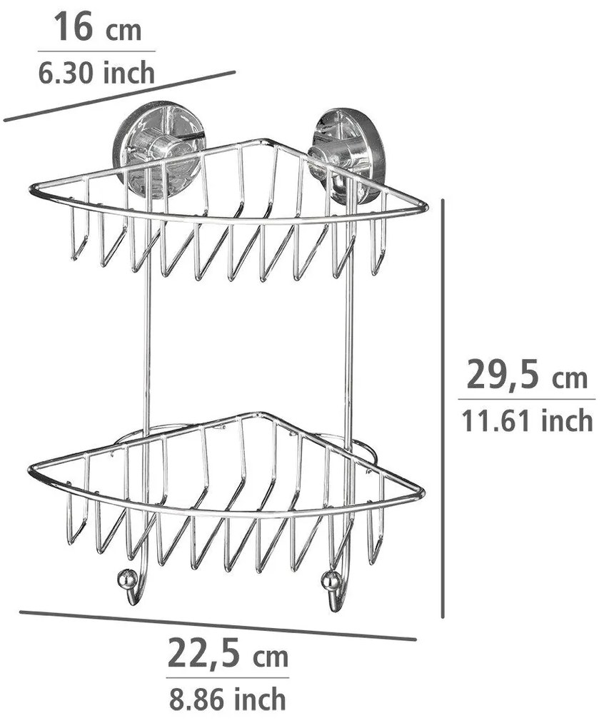 Półka pod prysznic BARI Vacuum-Loc, dwupoziomowa, metalowa, WENKO