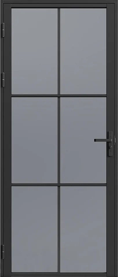 Blok drzwiowy odwracalny z aluminium i szkła hartowanego dymionego – W204 x S93 cm – Czarny – SEROTO