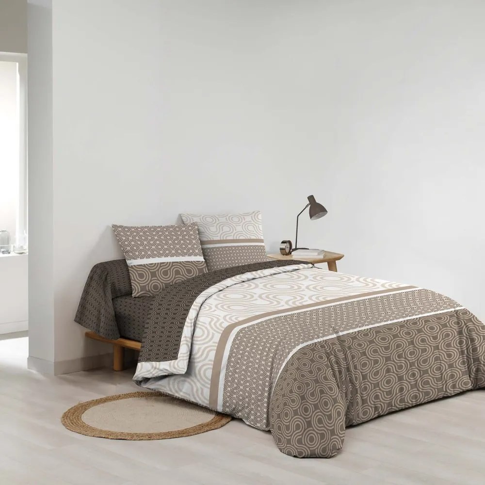 Brązowa bawełniana pościel dwuosobowa z prześcieradłem/6-częściowa 240x220 cm Pacha – douceur d'intérieur