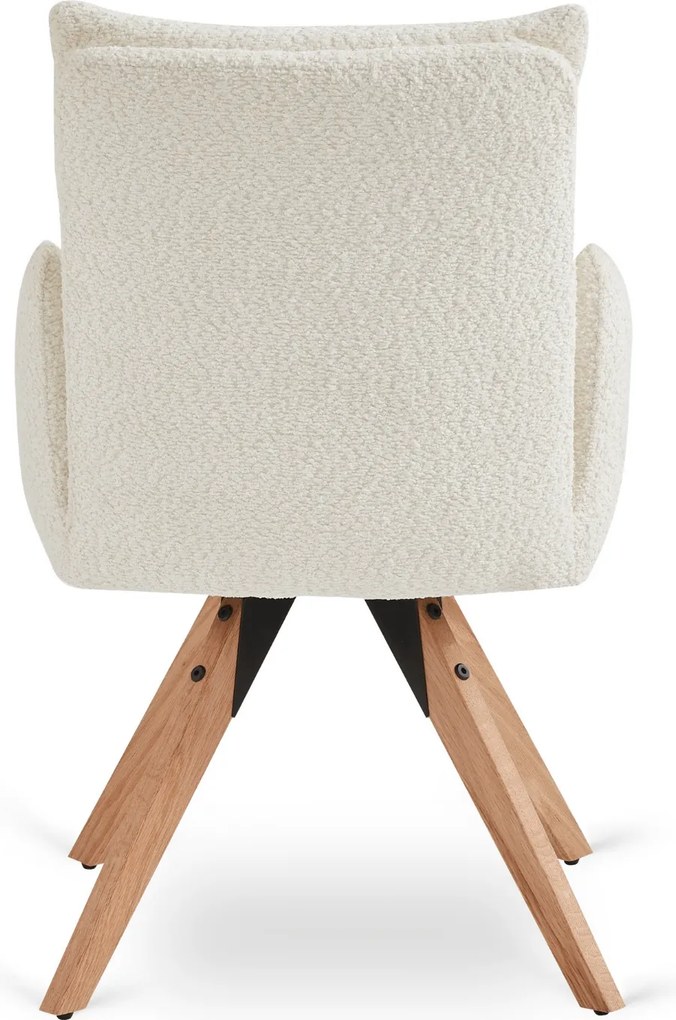 Krzesło Tapicerowane Obrotowe WILLA Kremowe Nowoczesne Boucle