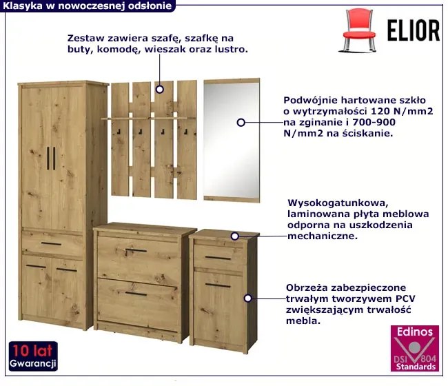 Zestaw mebli z wieszakiem na ubrania dąb artisan H3-D30