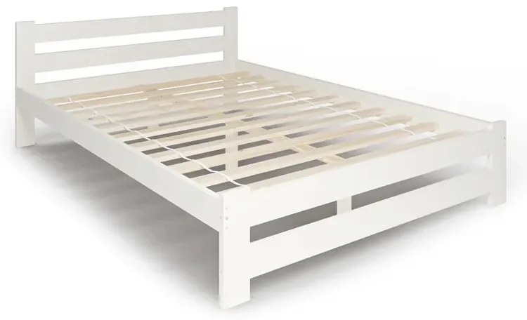 Białe drewniane łóżko z materacem 120x200 Lumok
