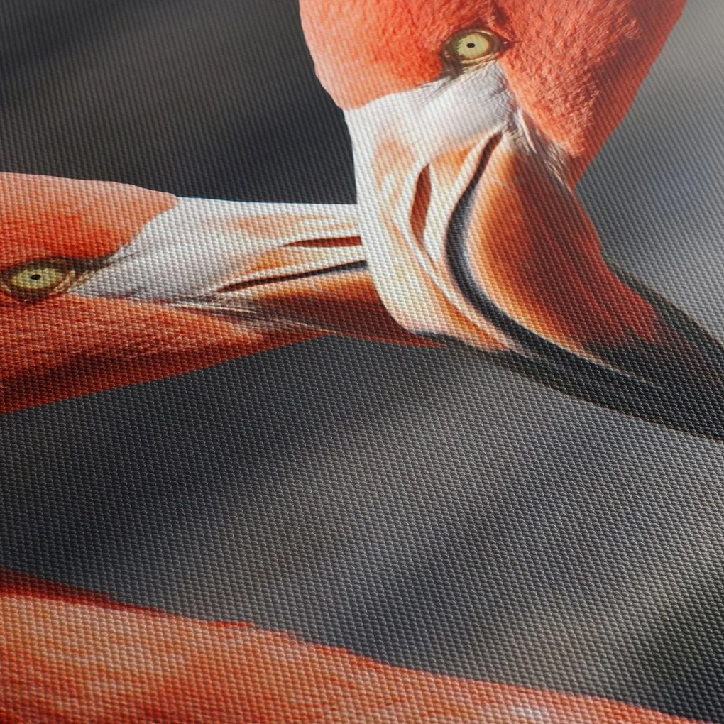 Obraz dwóch zakochanych flamingów (z zegarem) (90x30 cm)