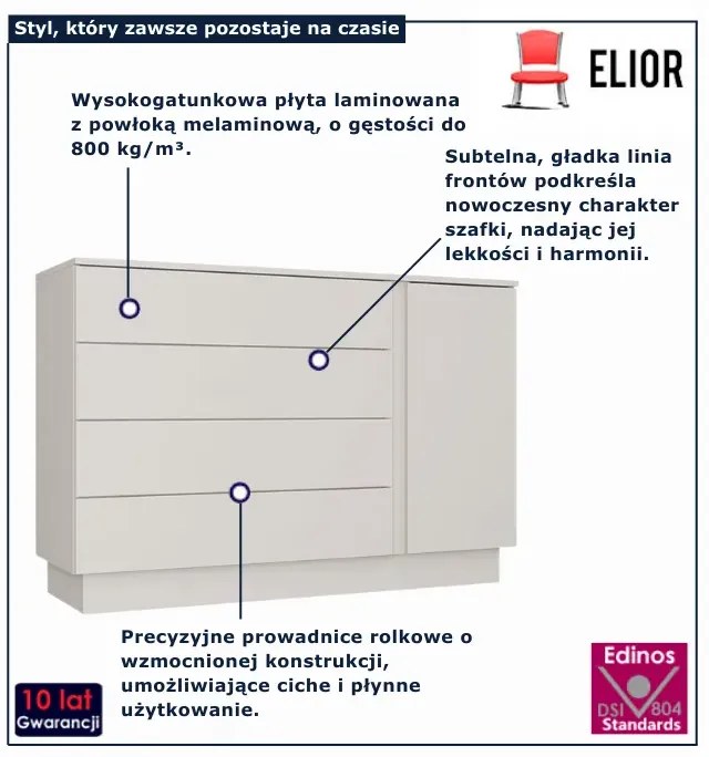 Kaszmirowa komoda z 4 szufladami i szafką A3-E44