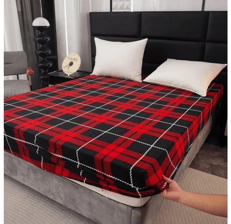 PrzytulneMieszkanie.pl Prześcieradło z mikropluszu ALBURY 200x200 cm czerwone