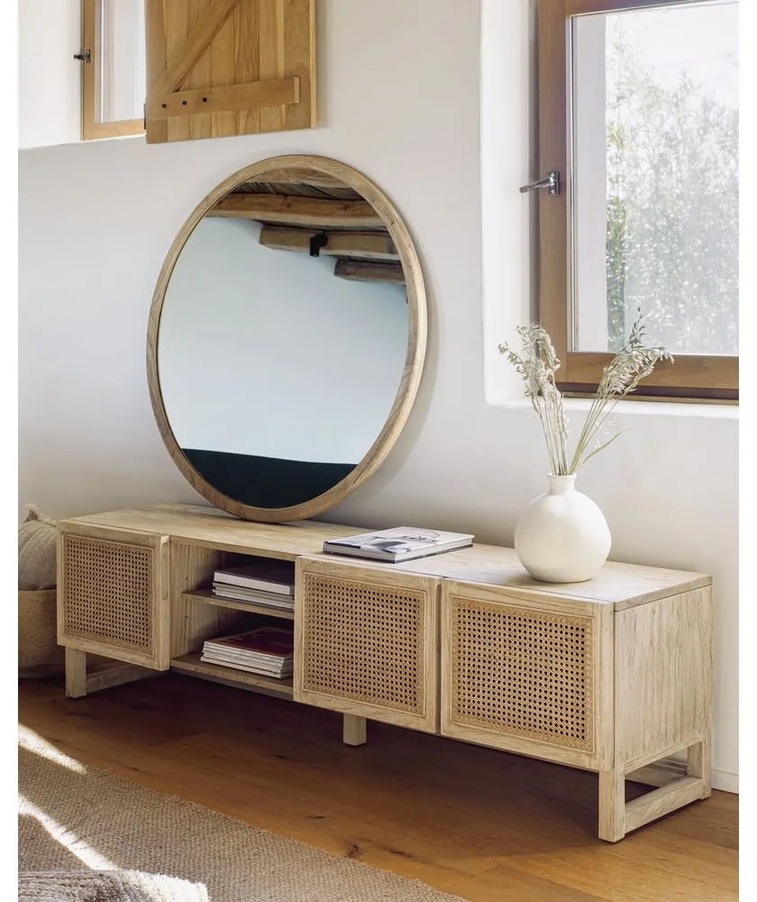 Lustro ścienne z drewnianą ramą ø 80 cm Alum – Kave Home