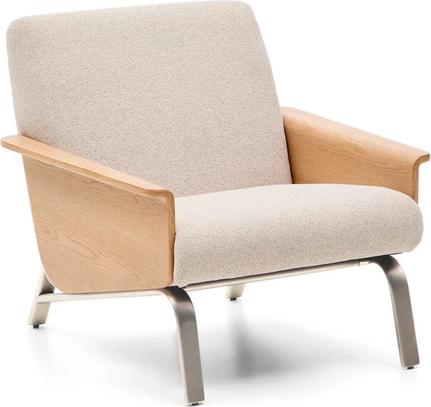 Beżowy fotel z tkaniny szenilowej Amsen – Kave Home