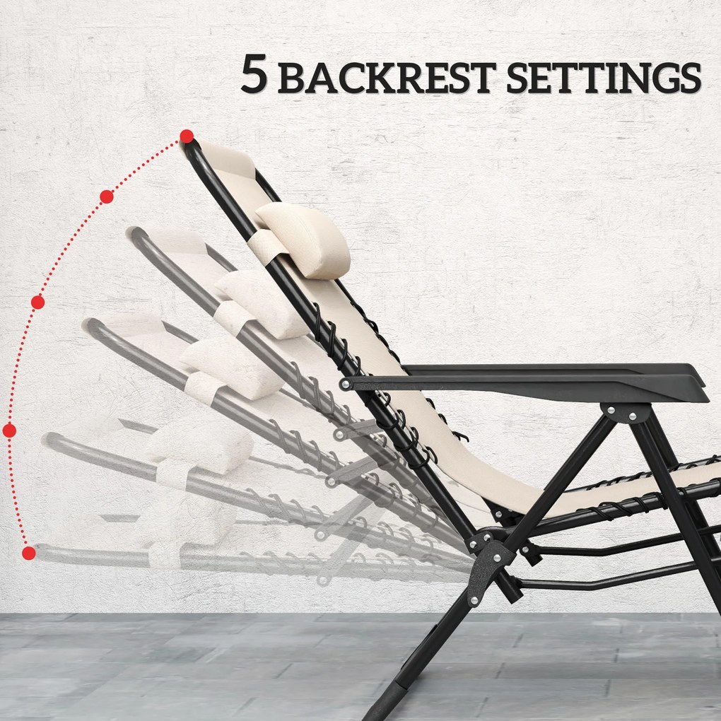 Outsunny Zestaw Ogrodowy 3-Częściowy z Leżakami i Stolikiem, Beżowy, 90x65x110 cm