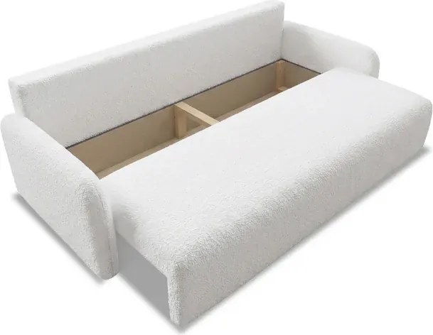 Sofa DUO Rozkładana Dwuosobowa Kremowa Boucle Japandi