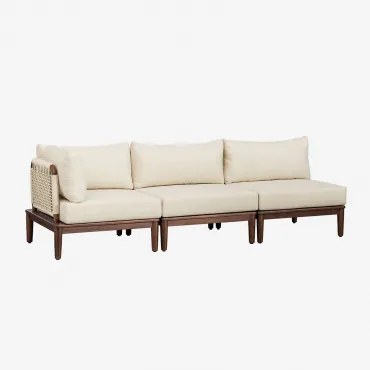 Sofa Modułowy Narożny Ogrodowy 3-częściowy Z Akacji Giulia Ciemny Akacjowy Brąz - Sklum
