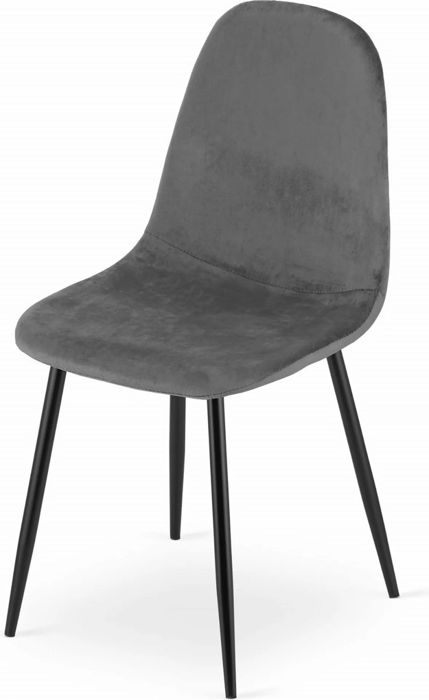 PROMOCJA Ciemnoszare krzesło aksamitne COMO z czarnymi nogami II. jakość