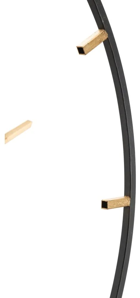 Czarny zegar ścienny z elementami w kolorze złota Mauro Ferretti Goldy, ø 60 cm