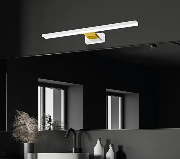Nowoczesny kinkiet LED biały + złoty - N014-Folind 13,8W 60x11,5x4 cm