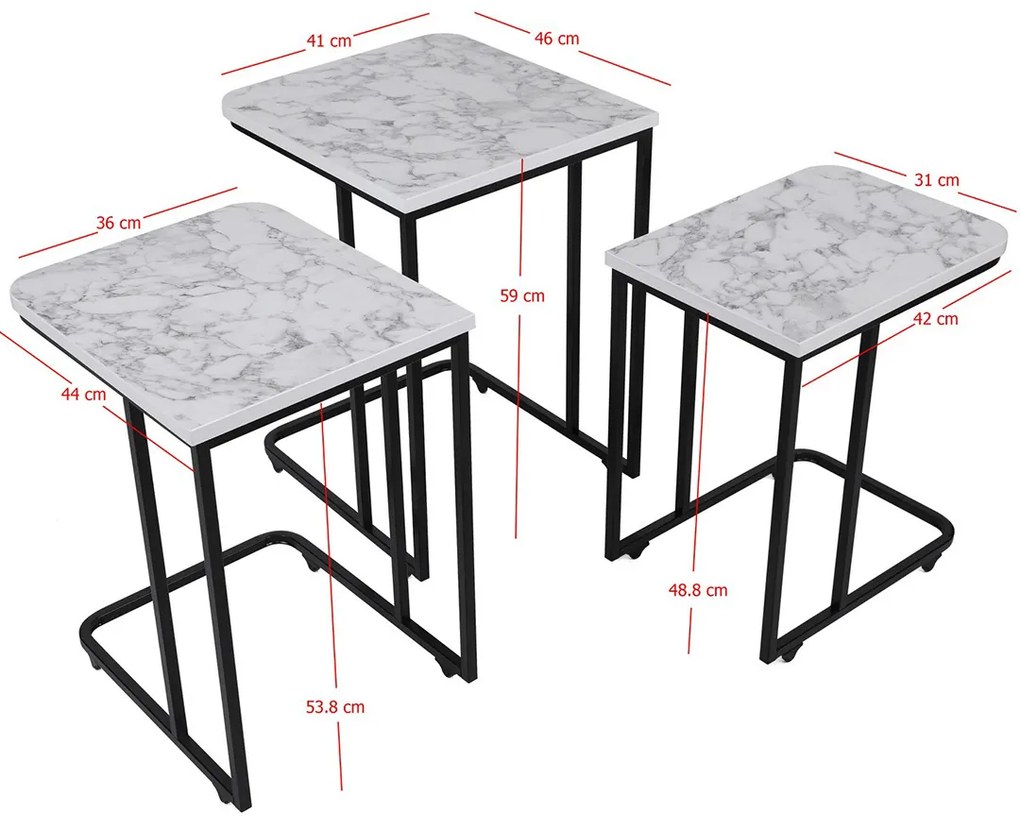 Stolik do odkładania Metal Zigon, 3 szt.