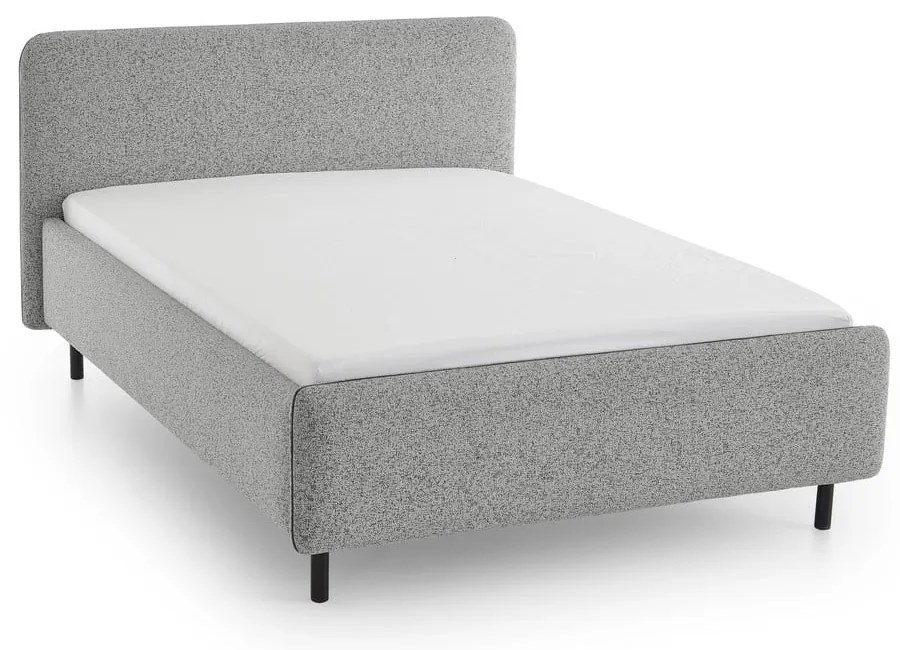 Jasnoszare tapicerowane łóżko dwuosobowe ze schowkiem ze stelażem 140x200 cm Primo – Meise Möbel