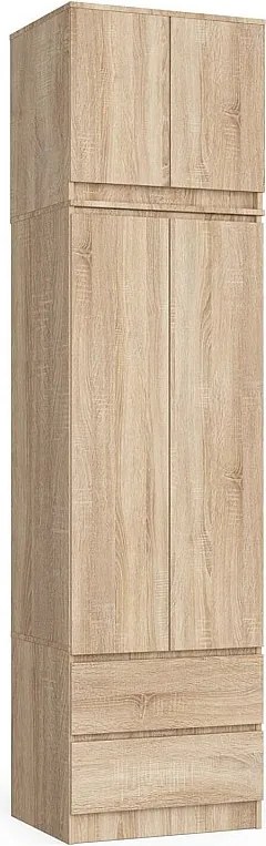 Szafa AKORD S60 z nadstawką Dąb Sonoma 60 cm 2 drzwi 2 szuflady kolor Dąb Sonoma mat 3 półki 60x51x234 cm