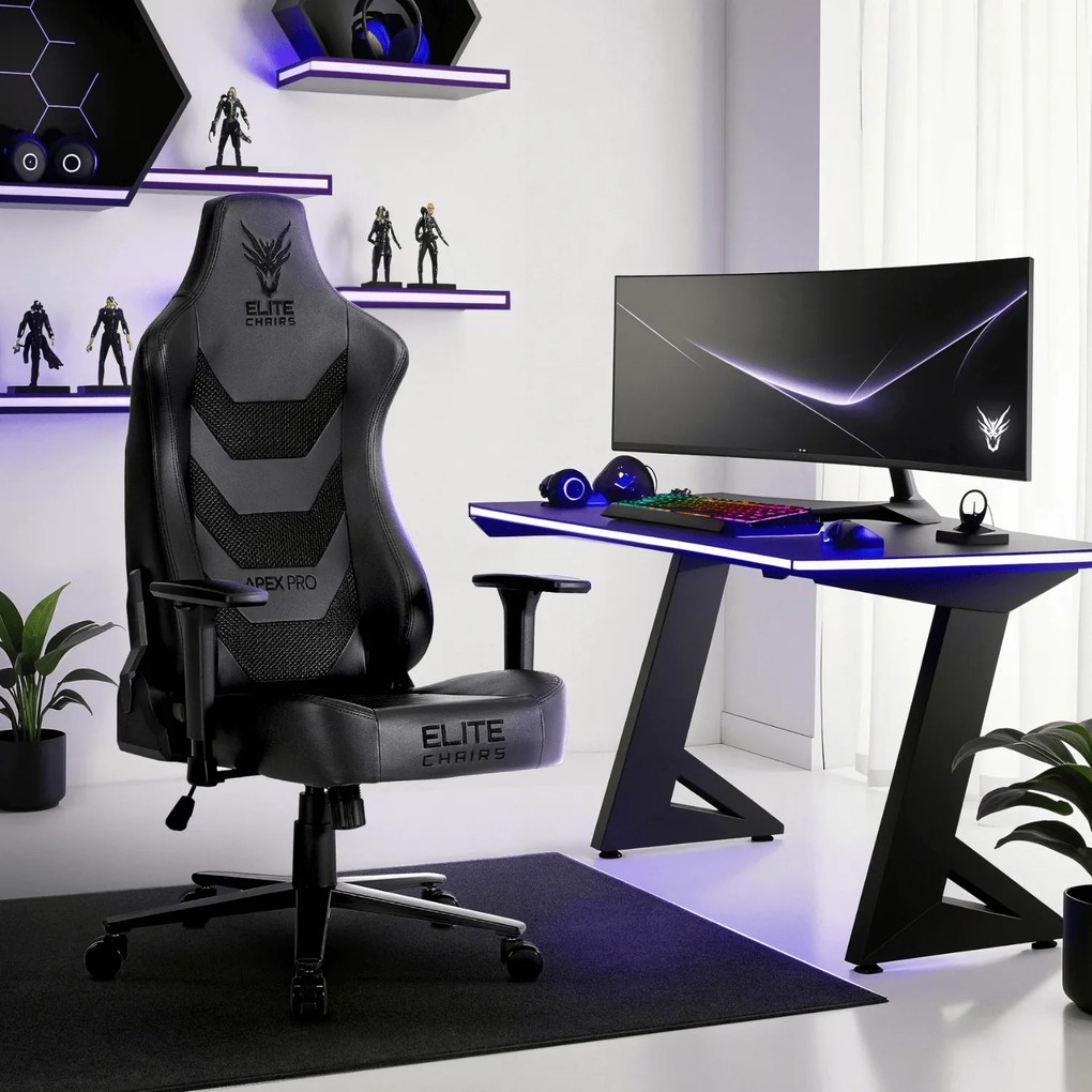 Fotel gamingowy Apex - ergonomiczny fotel dla graczy ekoskóra, czarny