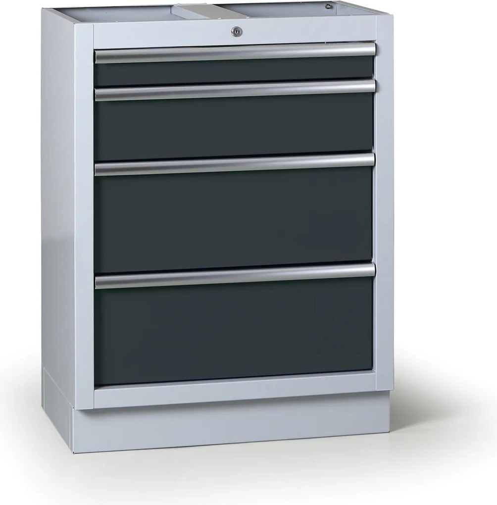 Szafka warsztatowa do blatu G2, 4 szuflady, 680 x 455 x 910 mm, grafitowy