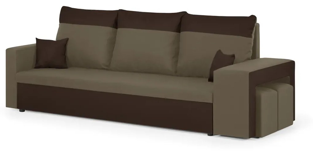 Kanapa sofa 3 os z funkcją spania DAKOTA2 Jasny brąz/Ciemny brąz