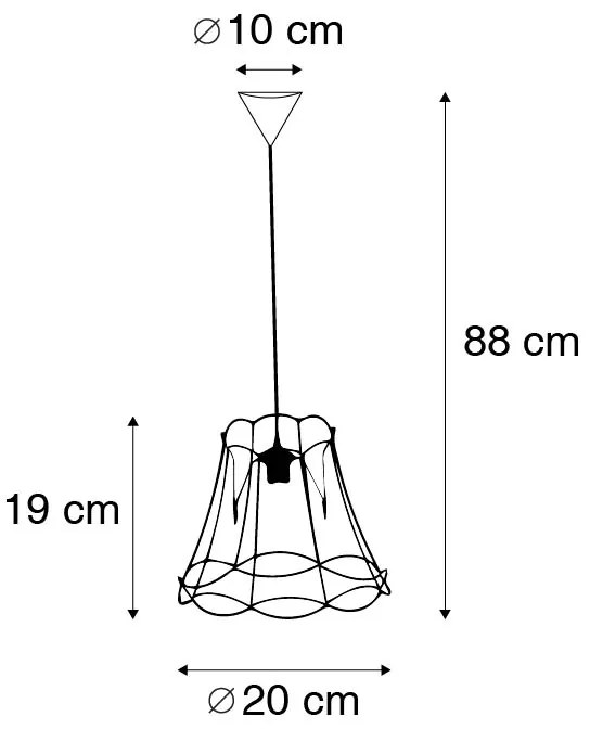Retro lampa wisząca czarna 20 cm - Granny Frame