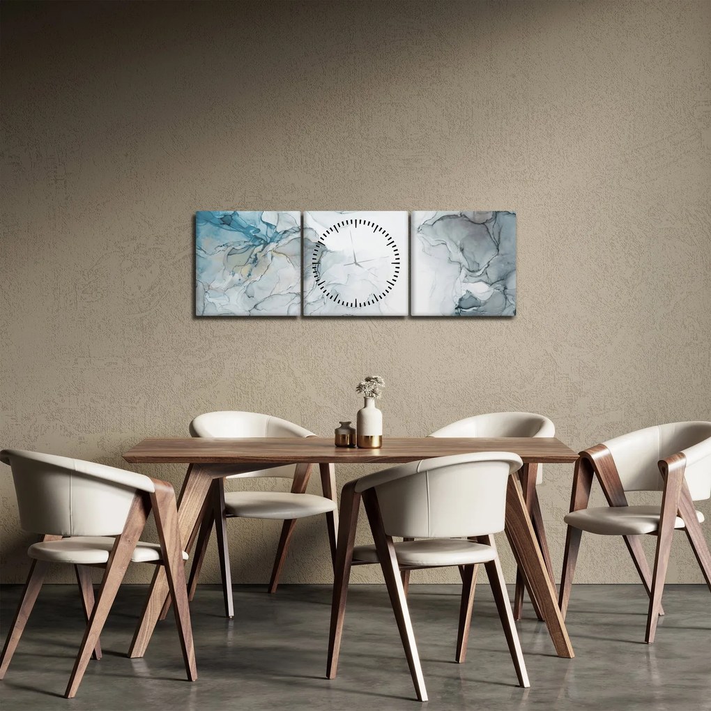Obraz - Niebieski marmur (z zegarem) (90x30 cm)