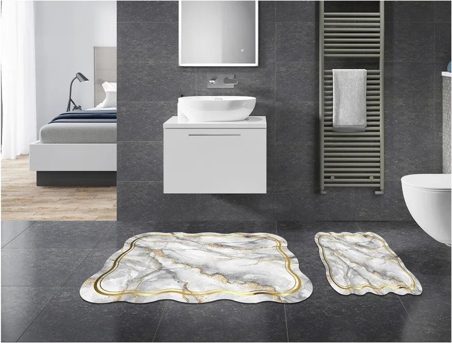 Dywaniki łazienkowe w szaro-złotym kolorze zestaw 2 szt. 60x100 cm – Foutastic